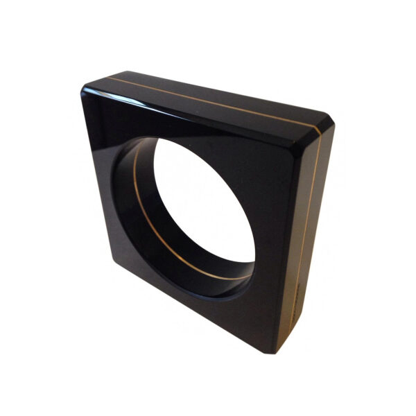 Paco Rabanne Black Glass and Gold Metal Square Bangle by Amélie Riech