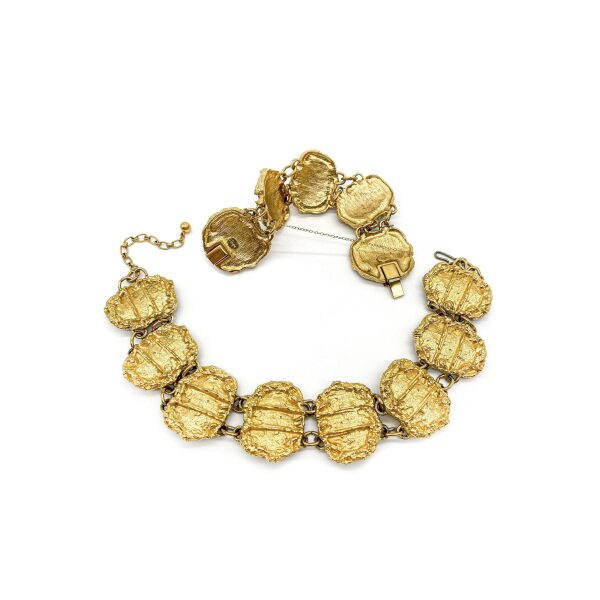 Pauline Trigère Gold Textured Choker with Matching Bracelet