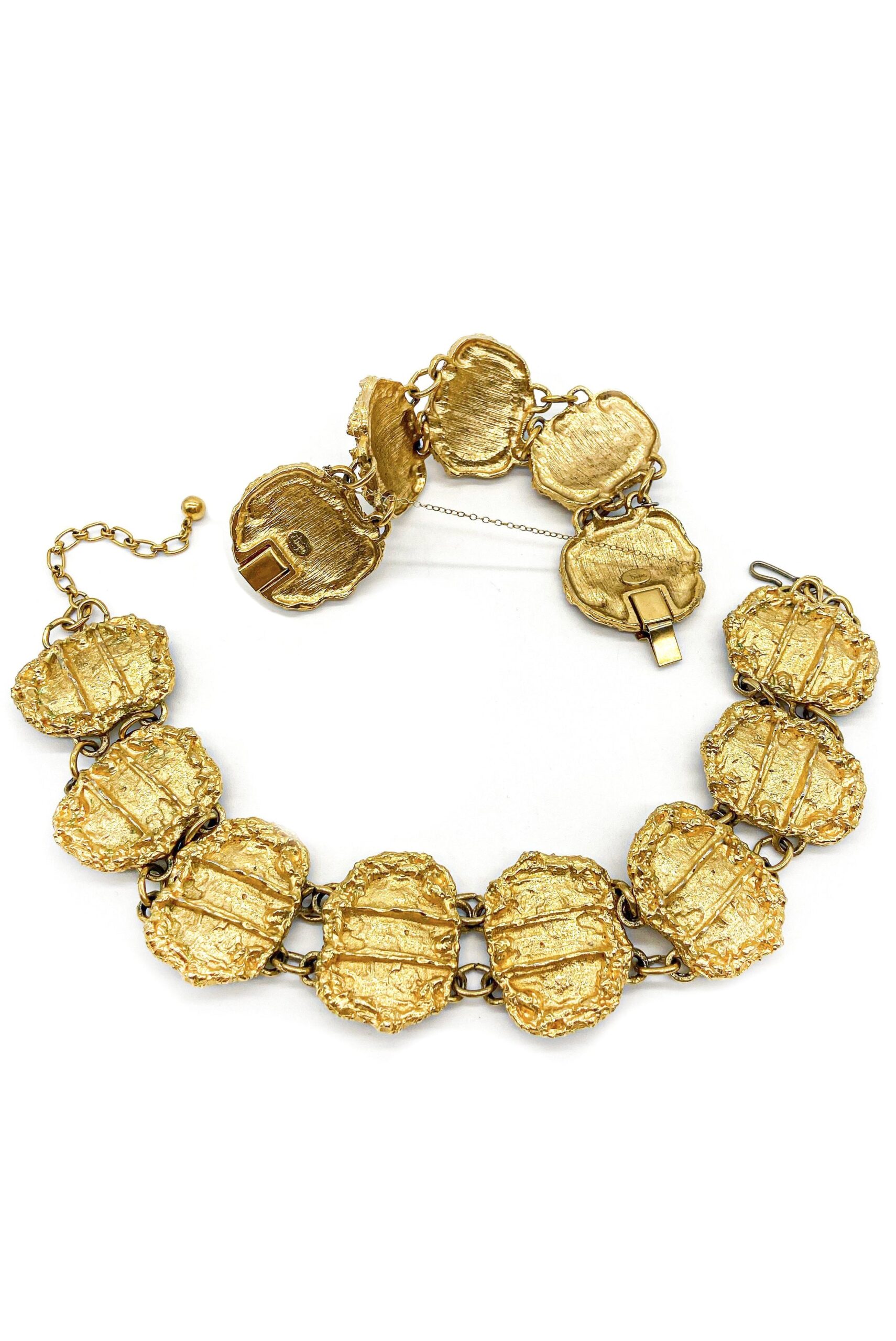 Pauline Trigère Gold Textured Choker with Matching Bracelet Pauline Trigère Gold Textured Choker with Matching Bracelet