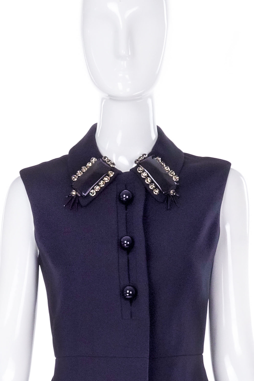 Prada Dress / Vest with Black And Crystal Collar Embellishments FW2012 Prada Dress / Vest with Black And Crystal Collar Embellishments FW2012