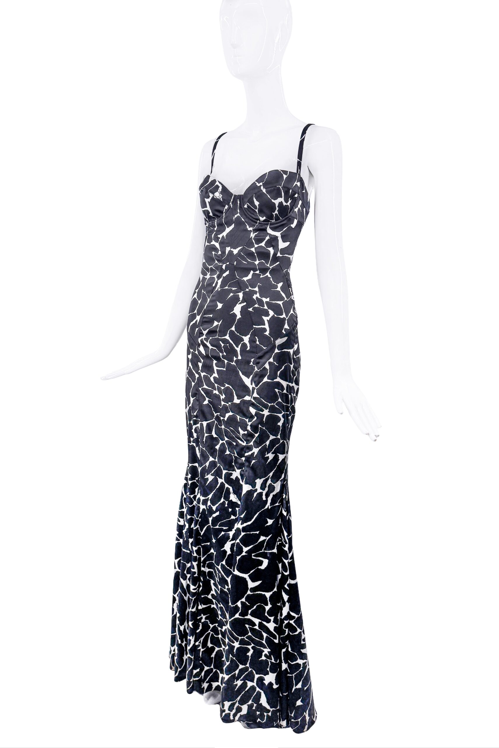 Roberto Cavalli Black & White Giraffe Print Dress Gown Roberto Cavalli Black & White Giraffe Print Dress Gown