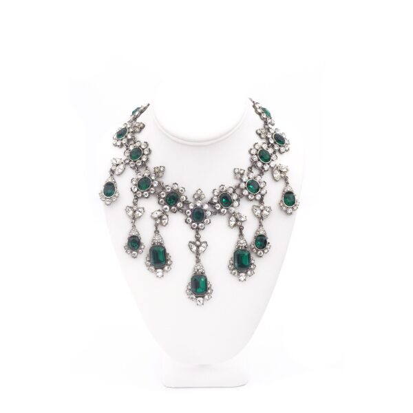 Roberto Cavalli Emerald Green and Crystal “Crown Jewels” Necklace