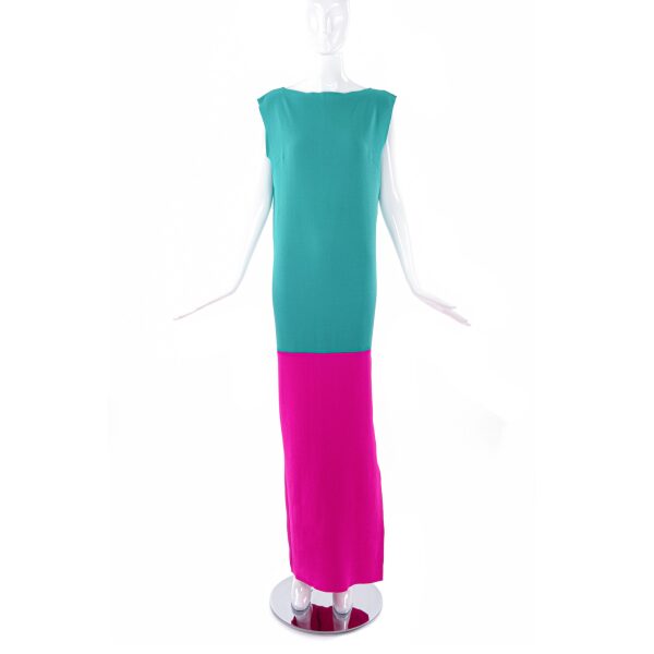 Roksanda Green and Fuchsia Pink Shift Dress Gown