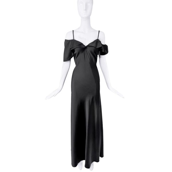 Saint Laurent Black Off The Shoulder Silk Gown Spring 2016