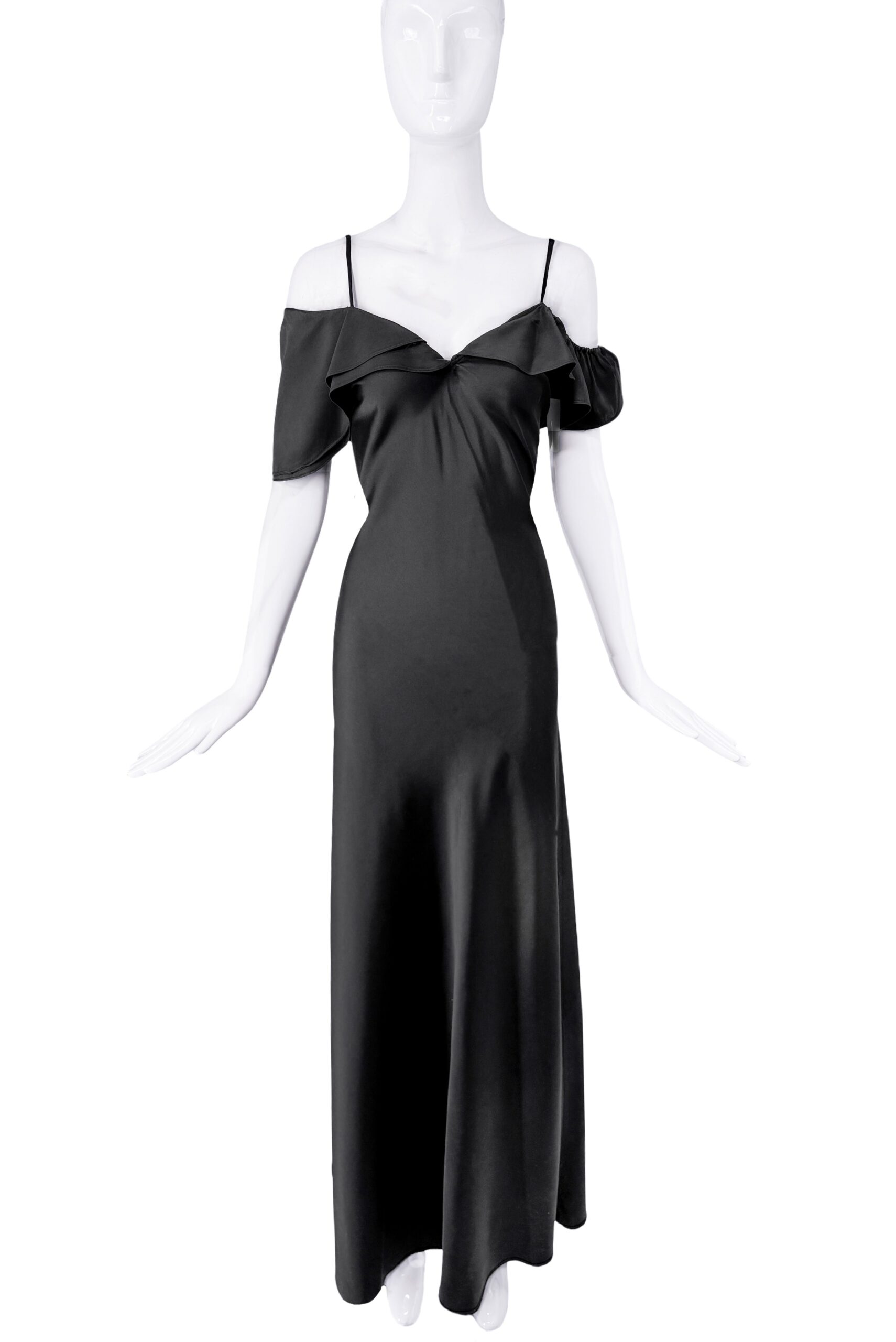 Saint Laurent Black Off The Shoulder Silk Gown Spring 2016 Saint Laurent Black Off The Shoulder Silk Gown Spring 2016
