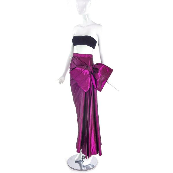 Saint Laurent Rive Gauche Purple Metallic Bow Skirt FW1987