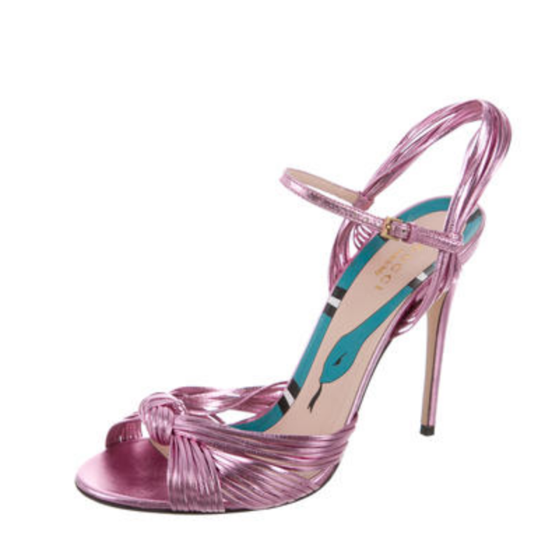 Gucci Pink Metallic Strappy Heeled Sandal Size 42 Gucci Pink Metallic Strappy Heeled Sandal Size 42
