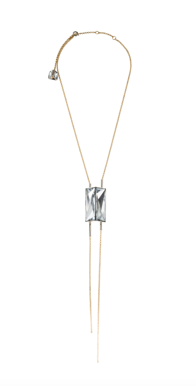 Lanvin Gold Geometric Crystal Bolo Necklace Lanvin Gold Geometric Crystal Bolo Necklace