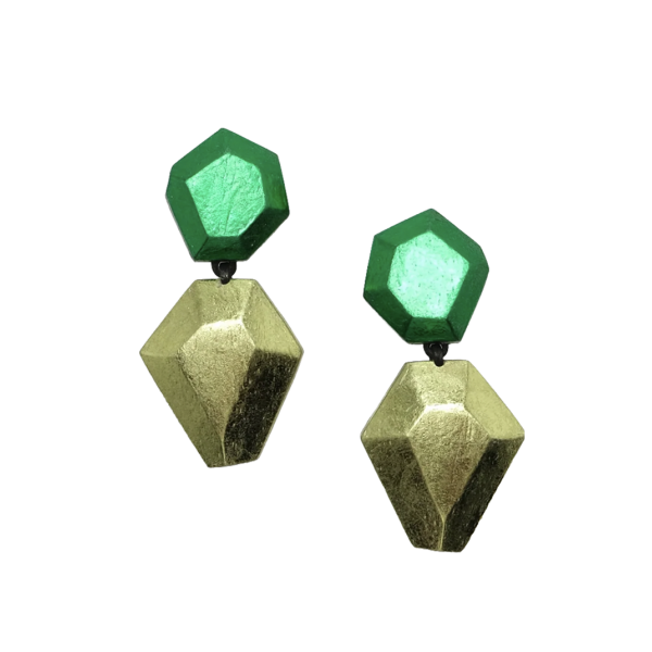 Monies Green Acacia Foil Nebu Geometric Drop Earrings