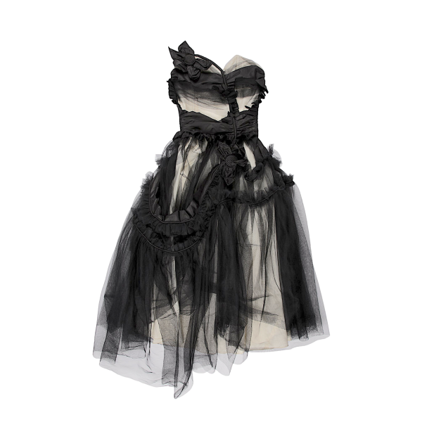 Maison Margiela Black & White Flower Tulle Sleeveless Gown