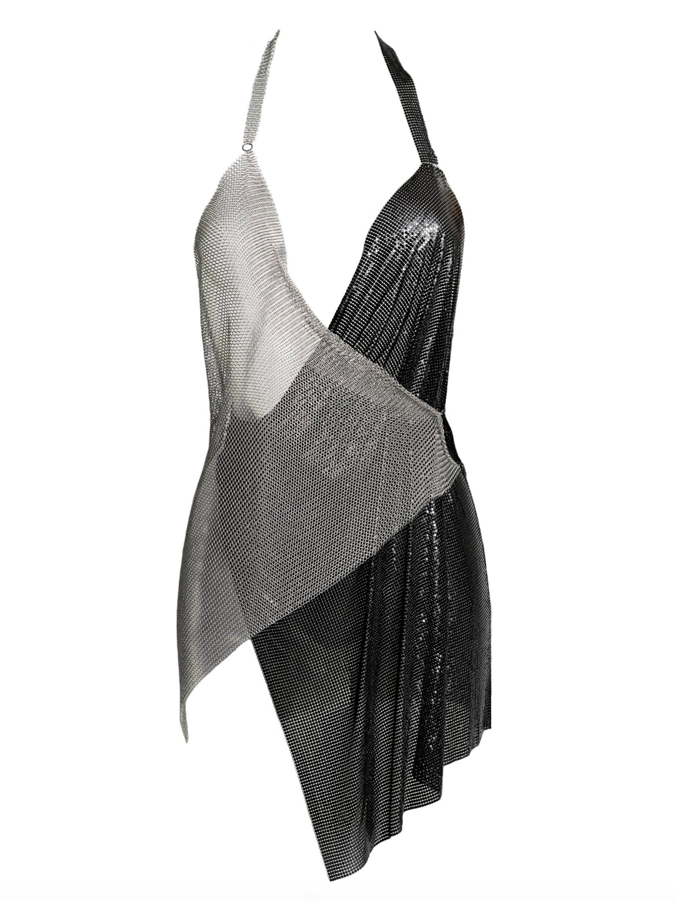 Fannie Schiavoni Black & Silver Chainmail Cut Out Dress Fannie Schiavoni Black & Silver Chainmail Cut Out Dress