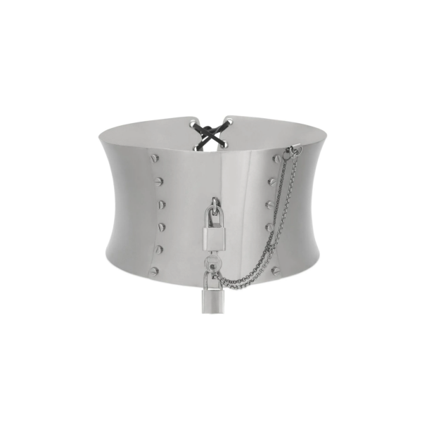 Dolce&Gabbana Silver Wide Padlock Corseted Belt