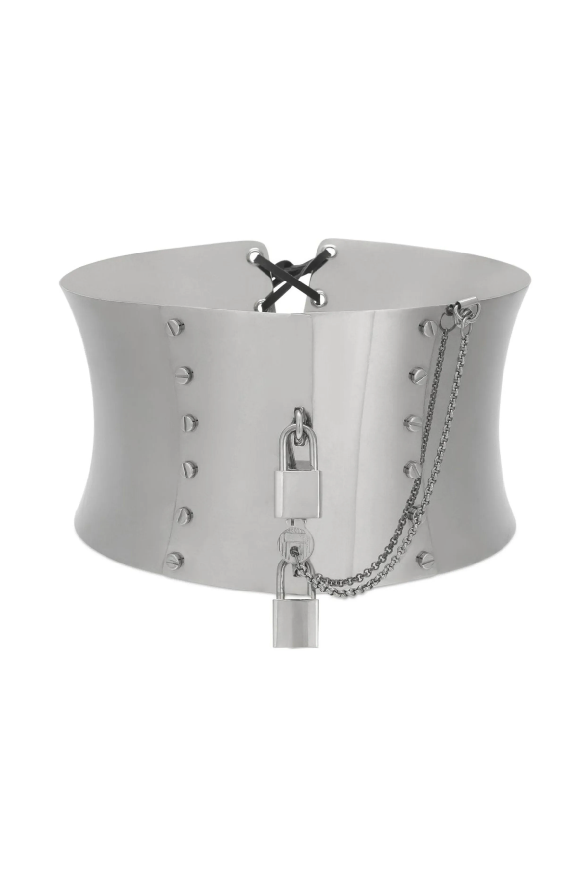 Dolce&Gabbana Silver Wide Padlock Corseted Belt Dolce&Gabbana Silver Wide Padlock Corseted Belt