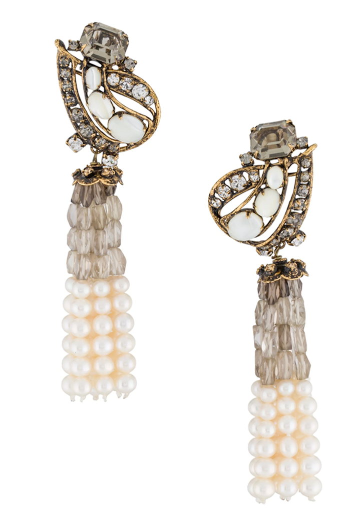 Iradj Moini Pave Crystal Beaded Fringe Drop Earrings Iradj Moini Pave Crystal Beaded Fringe Drop Earrings
