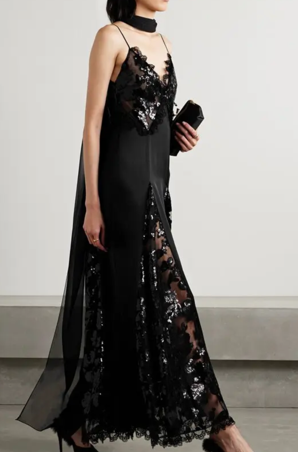 Rodarte Black Lace Sheer Floral Embroidered Gown Rodarte Black Lace Sheer Floral Embroidered Gown