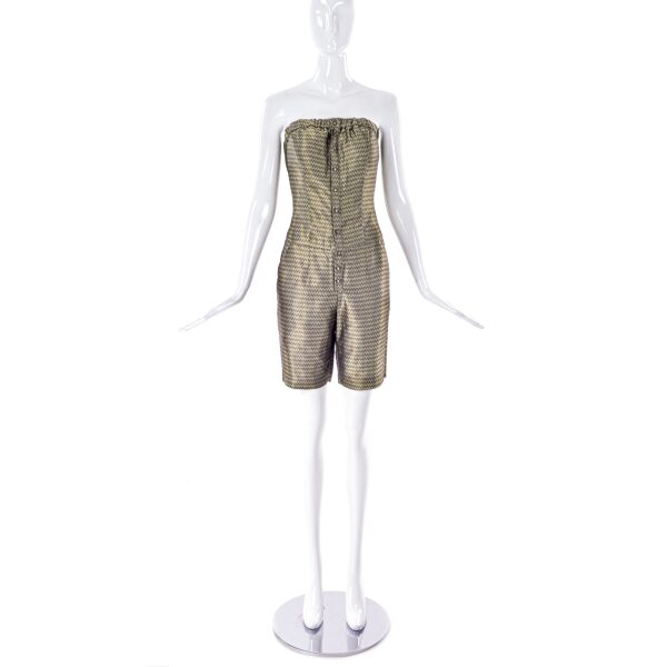 “Undercover” Gold Jumpsuit with a Geometric Print