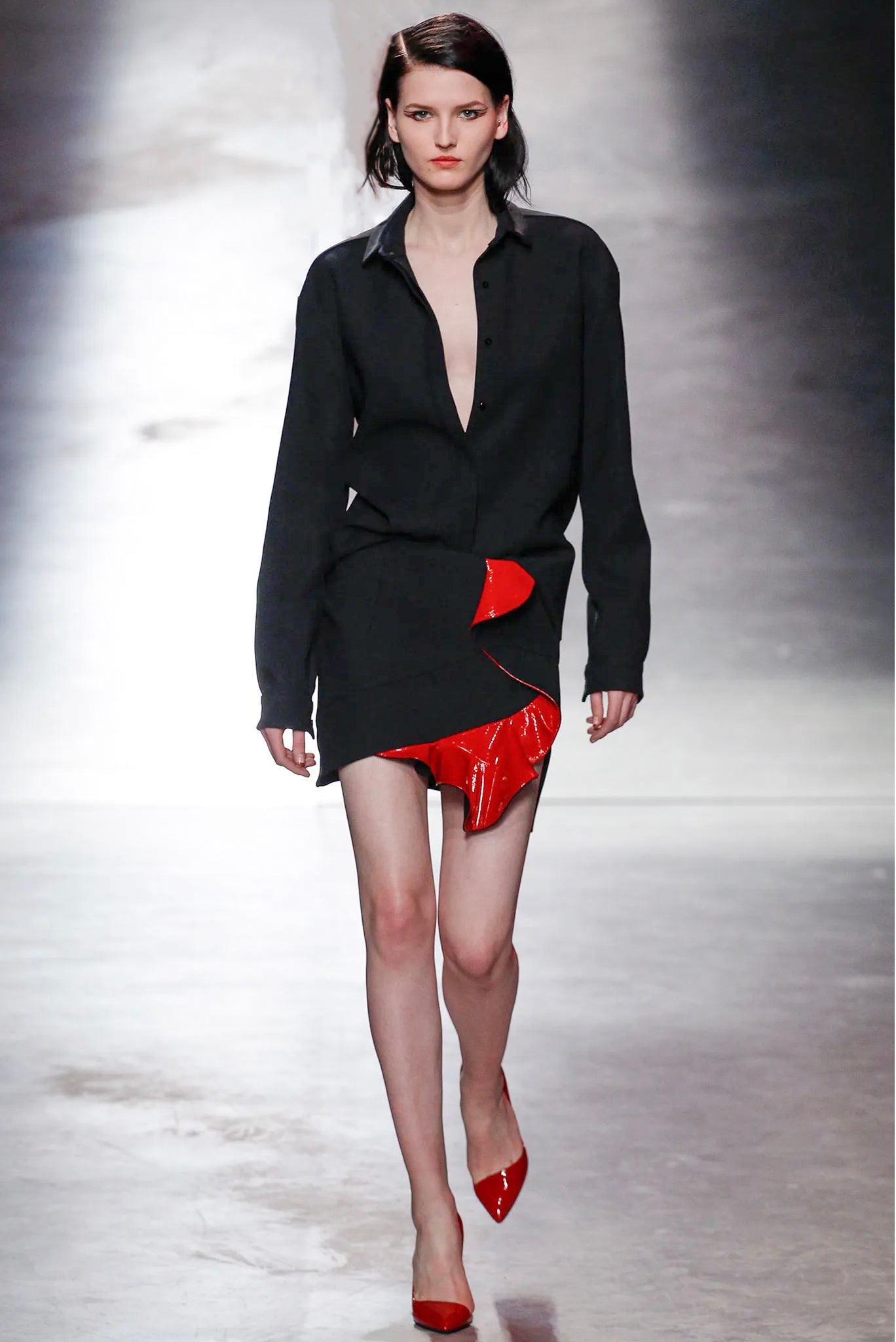 Anthony Vaccarello Black and Red Asymmetric Skirt FW 2014 Anthony Vaccarello Black and Red Asymmetric Skirt FW 2014