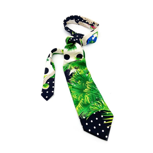 Versace Polka Dot and Palm Leaf Print Men's Tie