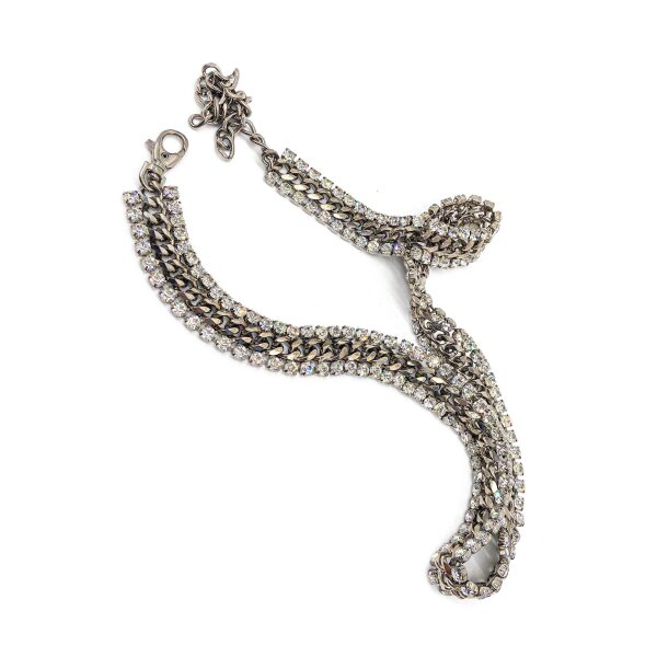 Vintage Silver Chain and Crystal Rhinestone Belt #