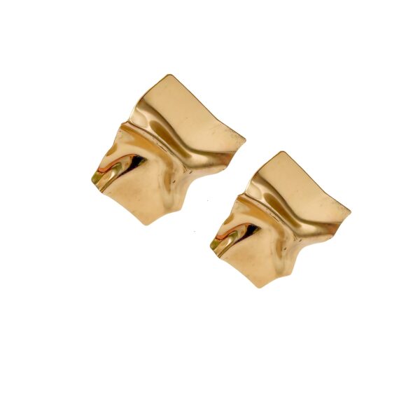 Vintage Gold Metal Wavy Square Earrings