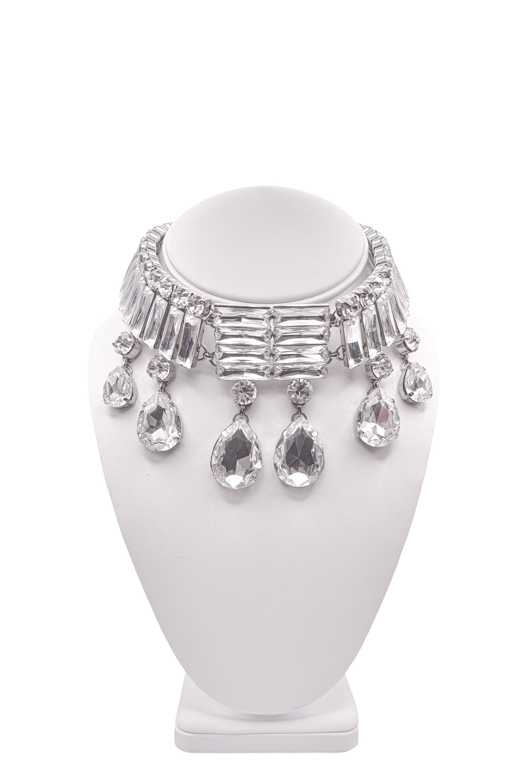 Area NYC Silver Crystal Teardrop Choker Necklace Area NYC Silver Crystal Teardrop Choker Necklace