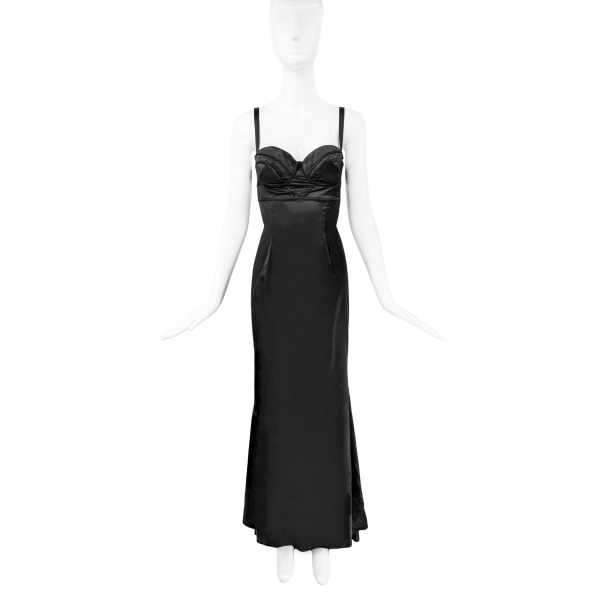 Roberto Cavalli Black Bustier Dress Gown With Corset
