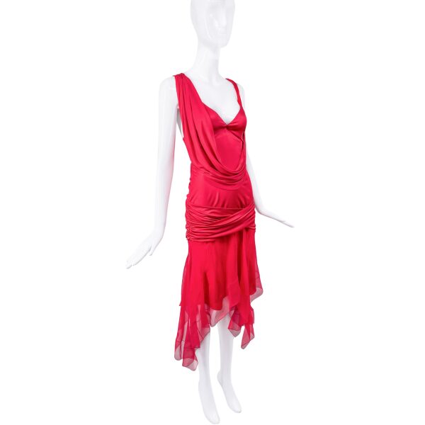 Givenchy Red Drop Waist Drape Dress Gown