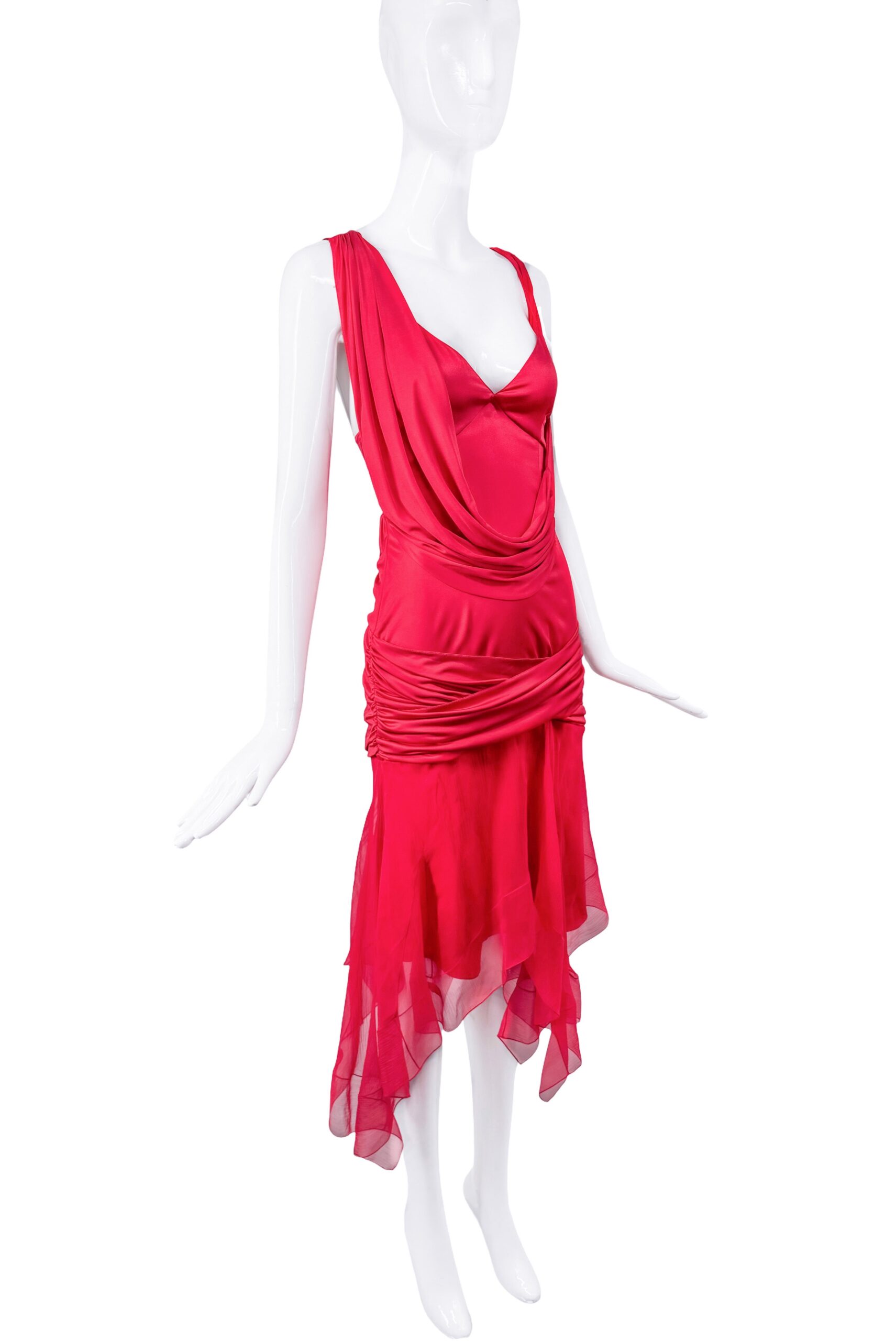 Givenchy Red Drop Waist Drape Dress Gown Givenchy Red Drop Waist Drape Dress Gown