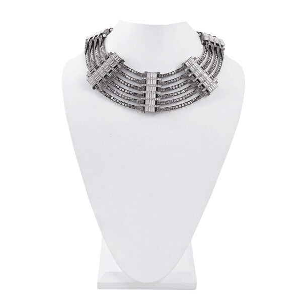 Lanvin Dedale Silver Crystal Art Deco Collar Necklace Runway Spring Summer 2013