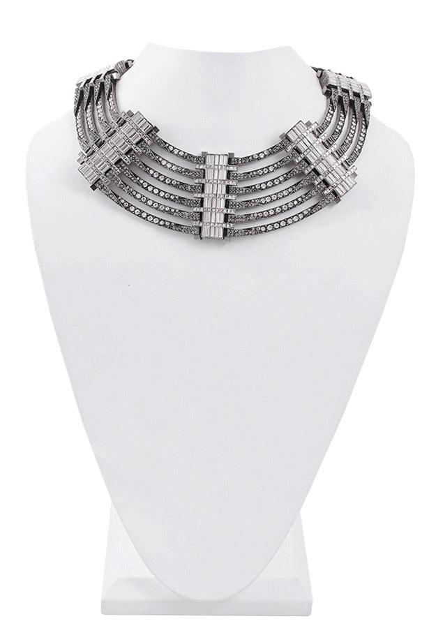 Lanvin Dedale Silver Crystal Art Deco Collar Necklace Runway Spring Summer 2013 Lanvin Dedale Silver Crystal Art Deco Collar Necklace Runway Spring Summer 2013