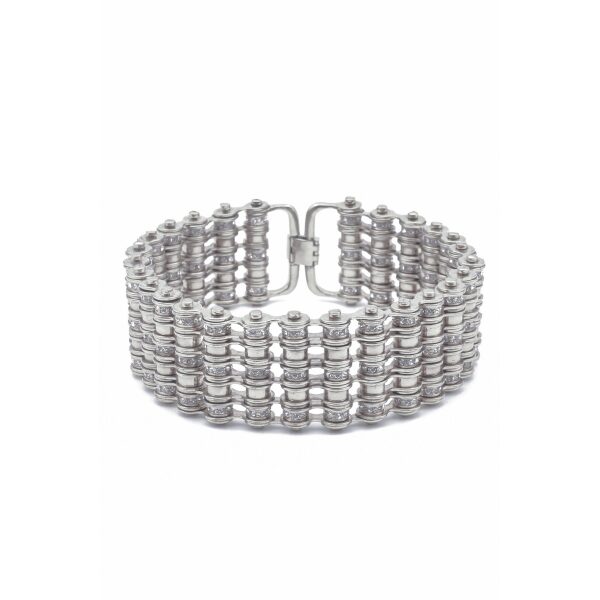 Mawi London Silver Metal Bike Chain Choker Necklace with Crystal Details