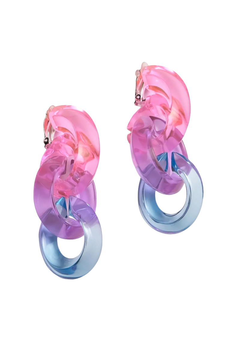 Monies Pink Purple and Blue Lucite Link Drop Earrings Monies Pink Purple and Blue Lucite Link Drop Earrings