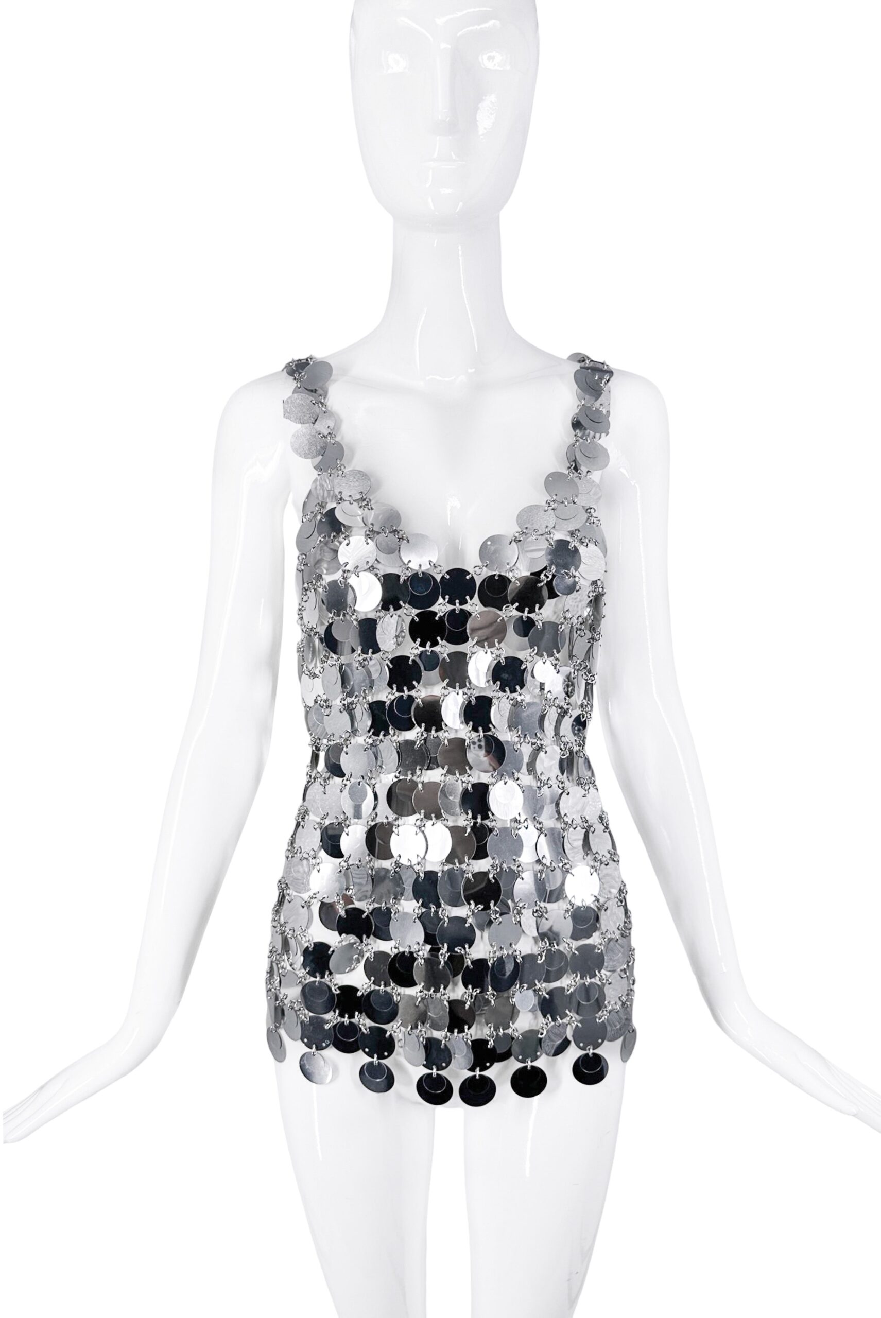 Paco Raban Silver Sequin Chainmail Chain Tank Top Paco Raban Silver Sequin Chainmail Chain Tank Top