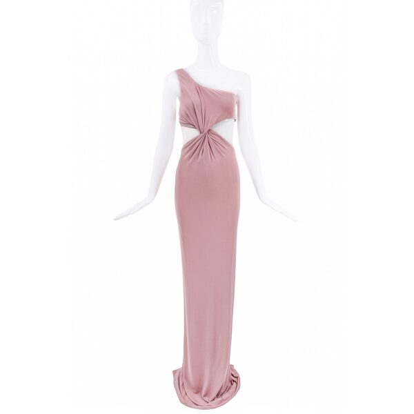Tom Ford Pink Twisted One Shoulder Cut Out Gown