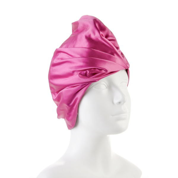 Prada Pink Silk Satin Peplum Tailored Turban Hat Spring 2006