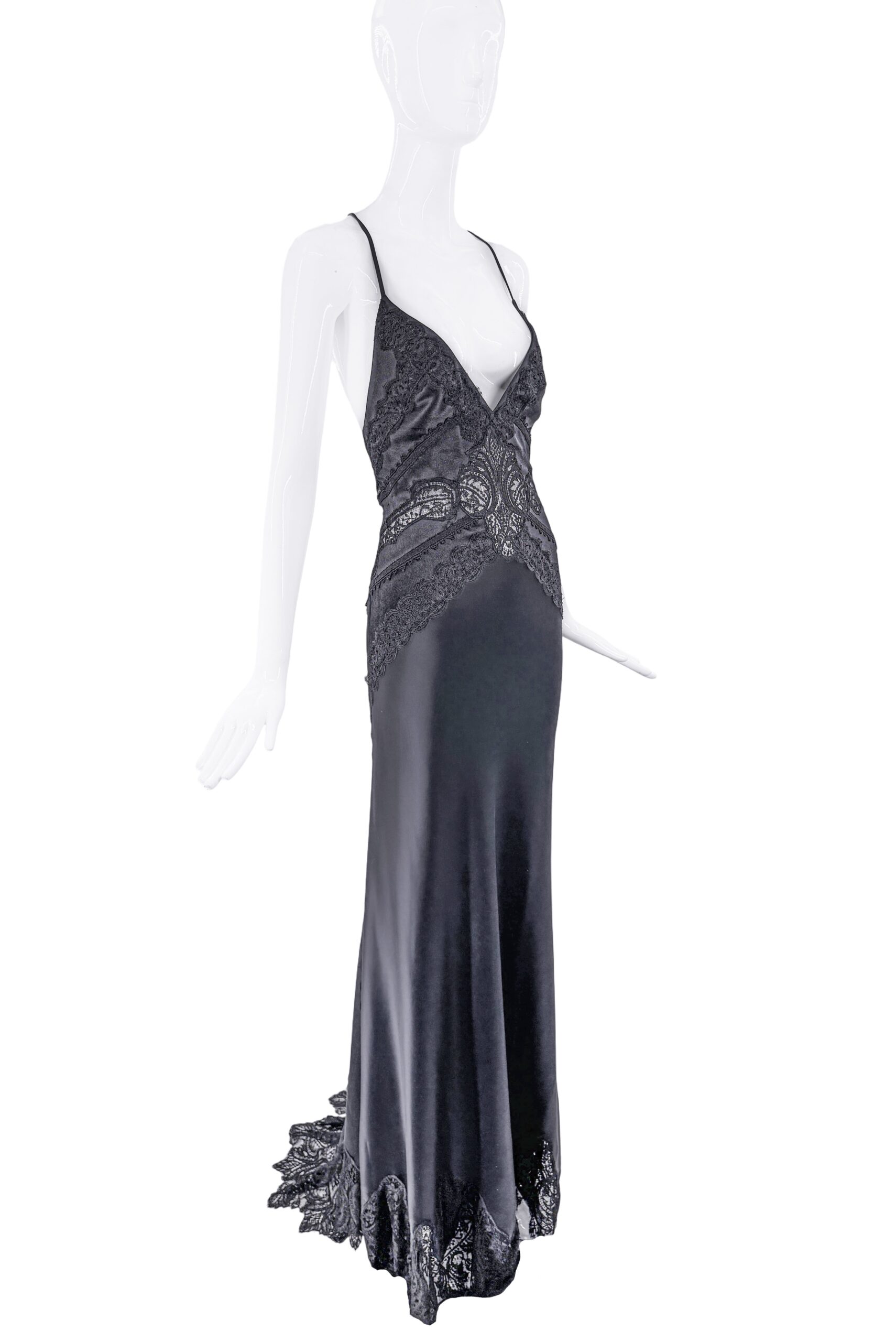 Versace Black Lace Cut Out Slip Dress Gown Versace Black Lace Cut Out Slip Dress Gown